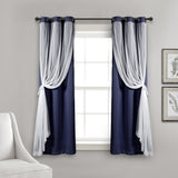 Grommet Sheer With Insulated Blackout Lining Curtain Panel Set
