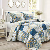 Bedding Bundle: Monique Patch Quilt + Solid Kantha Pick Stitch Quilt/Coverlet - King