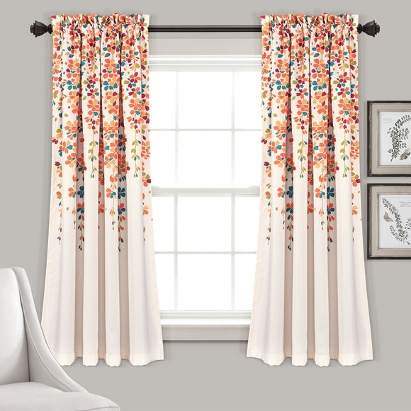 Weeping Flower Room Darkening Window Curtain Set