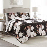 Bedding Bundle: Zinnia Floral Quilt Set + Soft Stripe All Season Quilt/Coverlet - King