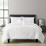 Bedding Bundle: Farmhouse Seersucker Comforter + Woven Buffalo Check Gift Box Set - Full/Queen