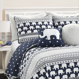 Elephant Stripe Quilt 5 Piece Set Full/Queen