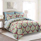 Bedding Bundle: Harley Damask Comforter Set + Ava Diamond Quilt Set