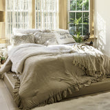 Bedding Bundle: Reyna Comforter Set + Boho Tufted Cotton Woven Tassel Fringe Throw - Full/Queen