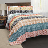 Bedding Bundle: Bohemian Stripe Quilt Set + Ava Diamond Quilt - Full/Queen