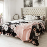 Bedding Bundle: Zinnia Floral Quilt Set + Soft Stripe All Season Quilt/Coverlet - Full/Queen